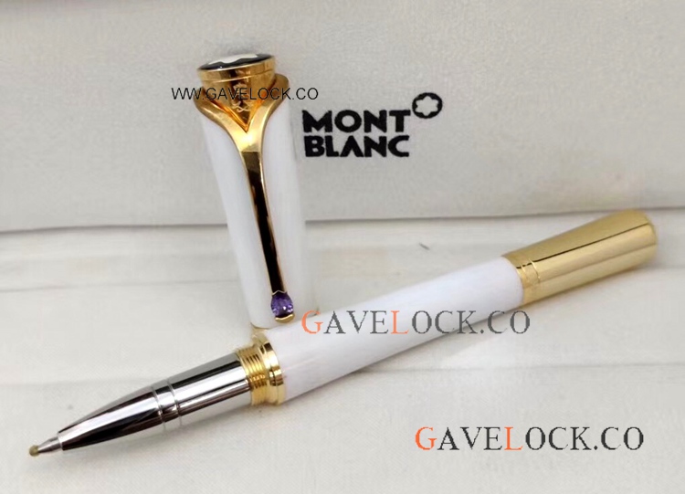 Copy Montblanc Princess Grace Rollerball pen White and Gold